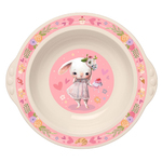 Тарелка детская с розовым декором (бежевая)