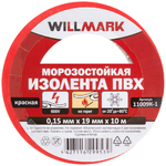 Изолента ПВХ самозатухающая WILLMARK  19 мм х 0,16 мм х 10 м ( Красная )