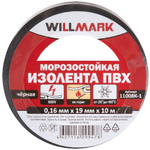 Изолента ПВХ самозатухающая WILLMARK  19 мм х 0,16 мм х 10 м ( чёрная )