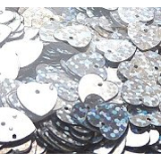 Пайетки «фигурки» Колибри сердечки (уп. 10 г) 57 серебро голограмма большие