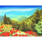 Ткань для вышивания бисером А4+ БИС МП-067 «Цветы в горах» 27*35 см