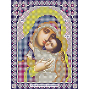 Ткань для вышивания бисером А5 иконы БИС МК-210 «Умиление. Б-ца и Иисус» 12*16 см