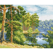 Рисунок на канве МП (28*34 см) 0604 «Озеро в лесу» (снят*)