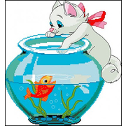 Рисунок на канве Гелиос Д-001 «Котенок и рыбка» 30*32 см