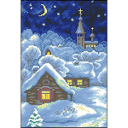 Рисунок на канве Гелиос П-005 «Домик в зимней ночи» 24*32,5 см