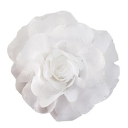 Цветок «Роза» 6108 брошь-зажим+булавка 13 см белый