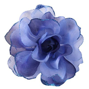 Цветок «Роза» 6108 брошь-зажим+булавка 13 см синий