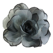 Цветок «Роза» 6108 брошь-зажим+булавка 13 см черный