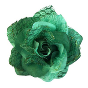 Цветок «Роза» 6095 брошь-зажим+булавка 7,7 см зеленый