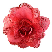 Цветок «Роза» 6095 брошь-зажим+булавка 7,7 см красный