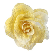 Цветок «Роза» 6095 брошь-зажим+булавка 7,7 см св.-желтый