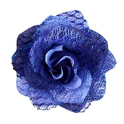 Цветок «Роза» 6095 брошь-зажим+булавка 7,7 см синий