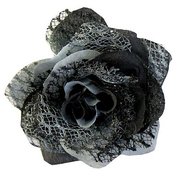 Цветок «Роза» 6095 брошь-зажим+булавка 7,7 см черный