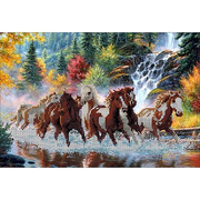 Ткань для вышивания бисером А3 КМЧ-3341 «Лошади на реке» 25*37 см