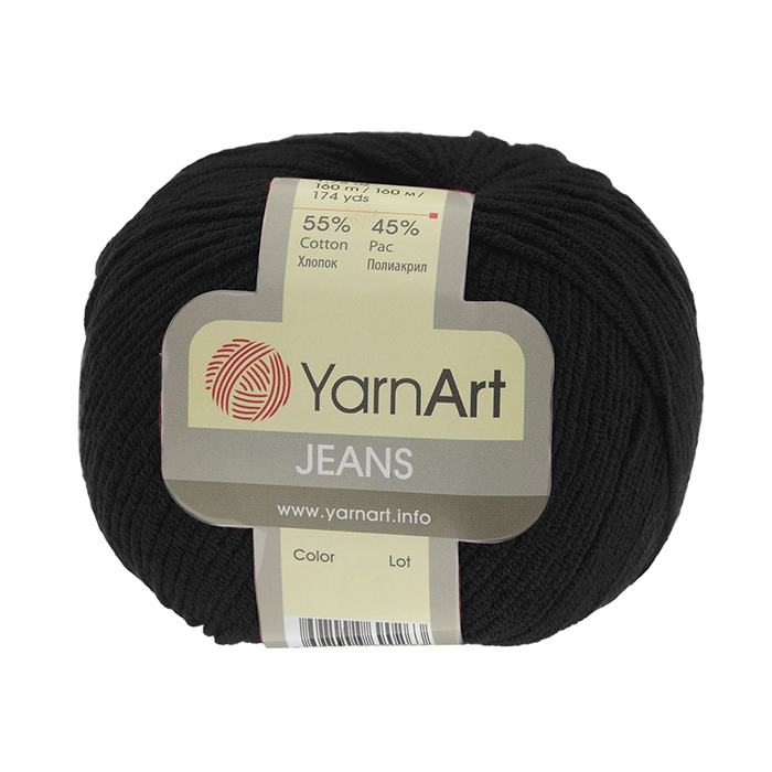 Пряжа Джинс (YarnArt Jeans), 50 г / 160 м,  53 черный