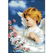 Рисунок на канве Гелиос И-023 «Ангелочек с цветком» 34*47 см