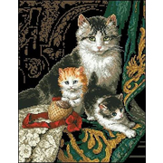 Рисунок на канве Гелиос Ф-002 «Кошки на черном фоне» 34*41 см