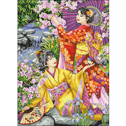 Рисунок на канве Гелиос А-015 «Японки в саду» 43,5*58 см