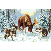 Рисунок на канве Гелиос Ф-057 «Лось и волки» 67*43 см