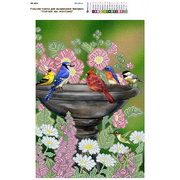 Ткань с рисунком для вышивания бисером А3 E-0303 «Птички на фонтане» 29*39 см