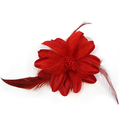 Цветок «Астра» №4 брошь-зажим 12 см красный