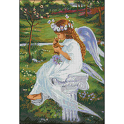 Рисунок на канве Гелиос И-018 «Ангелочек с котенком» 43,5*66 см