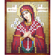 Ткань с рисунком для вышивания бисером 6*7 см М-008 «Семистрельная Богородица»