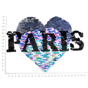 Аппликация пришивная УТ-67222 «Сердце Paris» с пайетками(7Б) 18*25,5 см