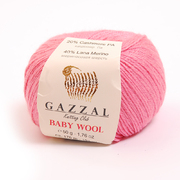 Пряжа Бэби Вул  (Baby Wool Gazzal ), 50 г / 175 м  828 розовый