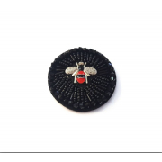 Украшение текстильное LA53 «Муха на круглой подушечке» с бисером 5,5*5,5 см