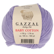 Пряжа Бэби Коттон (Baby Cotton Gazzal  50 г / 165 м 3420 сиреневый