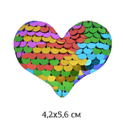 Аппликация пришивная TBY.2162 «Сердце» 4,2*5,6 см мульти