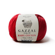 Пряжа Бэби Коттон (Baby Cotton Gazzal  50 г / 165 м 3439 бордовый