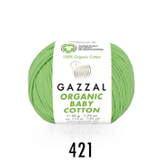 Пряжа Органик бэби коттон (Organik baby cotton Gazzal ), 50 г / 115 м  421 салатовый