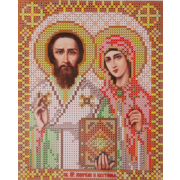 Ткань для вышивания бисером Благовест И-5068 Св. Мученики Куприян и Устинья 13,5*17см