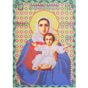 Ткань для вышивания бисером А4 КМИ-4405 «Богородица Леушинская» 18*25,5 см