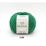 Пряжа Джинс-GZ (Gazzal, Jeans-GZ), 50 г / 170 м, 1146 зеленый