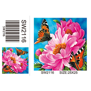 Алмазная мозаика NEW WORLD SW2116 «Бабочки на цветах» 25*25 см