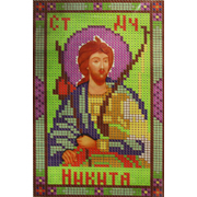 Ткань для вышивания бисером А5 иконы БИС Арт. 3-38 «Св.Муч. Никита» 10,5*17 см
