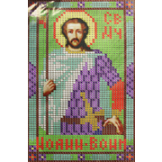Ткань для вышивания бисером А5 иконы БИС Арт. 3-49 «Св.Муч. Иоанн-Воин» 10,5*17 см