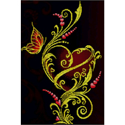 Ткань для вышивания бисером А3 КМЧ-3418 «Бабочки и сердце» 25*37 см