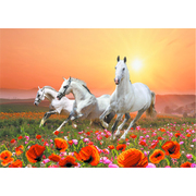 Ткань для вышивания бисером МП 4053 «Лошади на поле» шелк 37*49 см