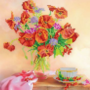 Ткань с рисунком для вышивания бисером  АБРИС АРТ. АС -022 «Утренний чай» 20*20 см