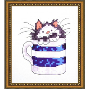 Ткань для вышивания бисером Светлица Арт-057 «Кот в кружке» 16,5*17,5 см