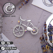 Брошь 618142 «Велосипед» белый/серебро