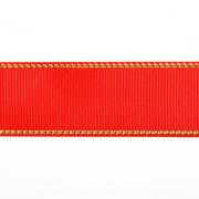 Лента репсовая 25 мм с люрексом (уп. 22,5 м) 57 красный/золото