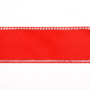 Лента репсовая 25 мм с люрексом (уп. 22,5 м) 57 красный/серебро