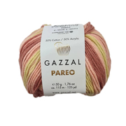 Пряжа Парео (Pareo Gazzal ), 50 г / 115 м  10428 желтый/розовый