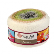 Пряжа Фловерс (YarnArt Flowers), 250 г / 1000 м 274 белый-беж-салат-серый