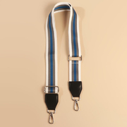 Ручки для сумок 5077537 стропа с кожаной вставкой  140*3,8 см белый/серый/синий